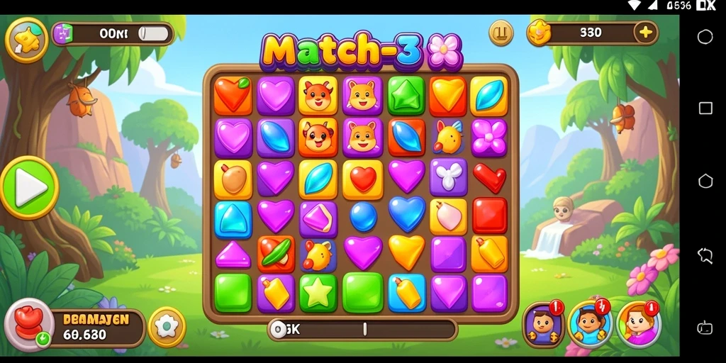 Tampilan gameplay seru dalam game 66K Match-3.