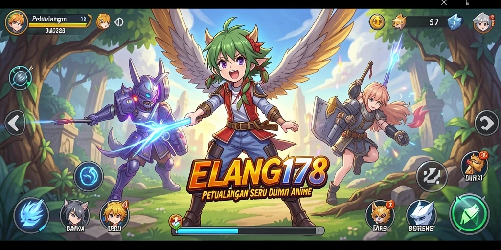 Tampilan gameplay seru ELANG178 dalam dunia anime yang penuh warna.