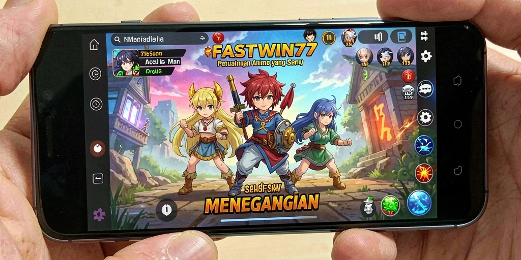 Tampilan gameplay <strong>FASTWIN77</strong> dengan aksi karakter anime yang menarik.