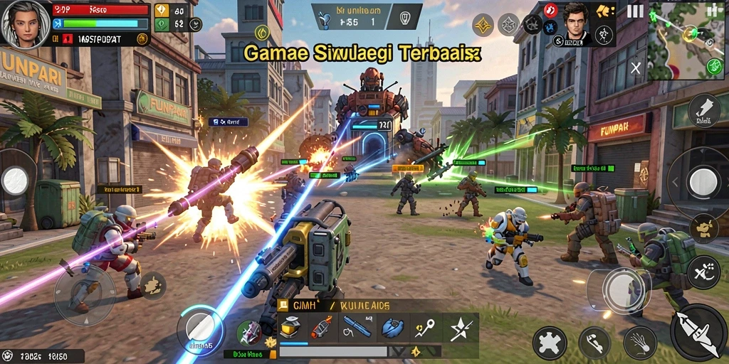 Screenshot gameplay <strong>FUNPARI</strong> yang menampilkan pertempuran strategis yang seru.