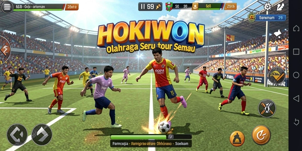 Screenshot gameplay HOKIWON menampilkan aksi seru dalam olahraga.