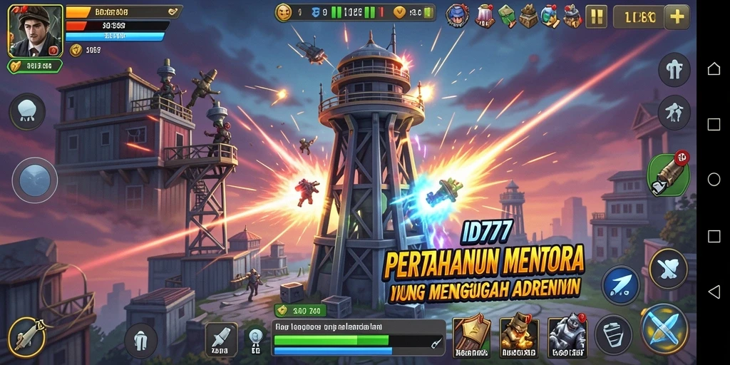 Tangkapan layar utama menampilkan aksi menegangkan dari permainan Tower Defense ID777.
