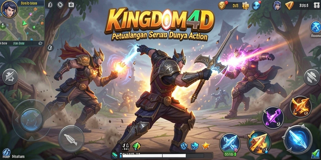 Tampilan gameplay menegangkan dari KINGDOM4D saat bertempur melawan musuh.