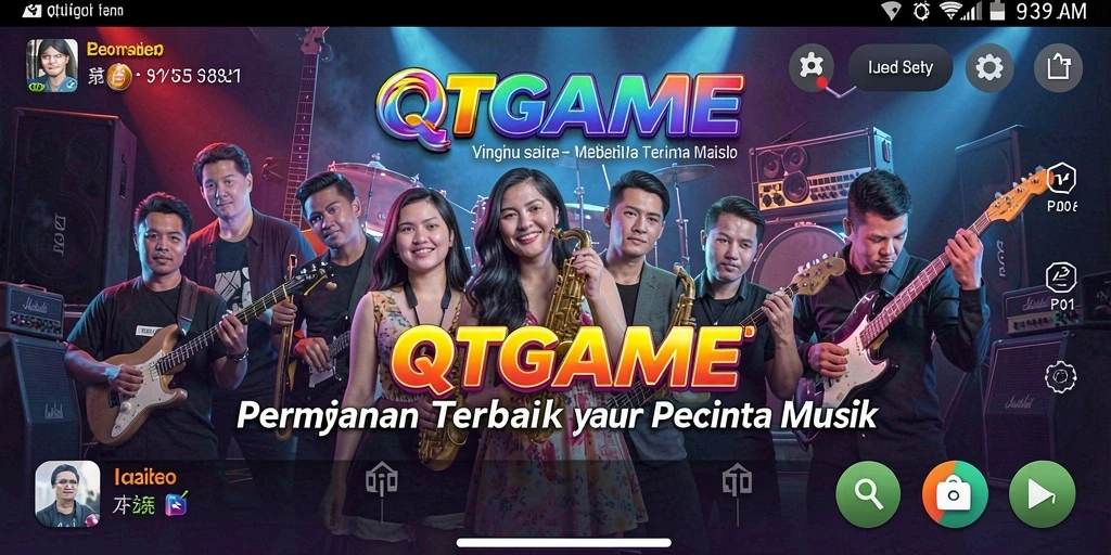 Tampilan gameplay QTGAME yang menarik dengan notasi musik.