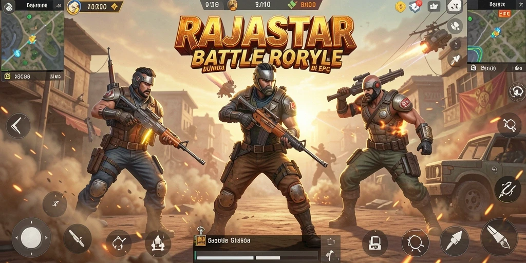Tampilan gameplay Battle Royale yang mendebarkan di RAJASTAR.
