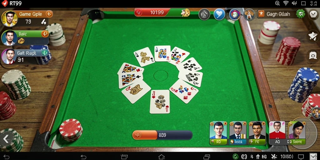 Screenshot gameplay RT99 menampilkan suasana seru permainan Gaple.