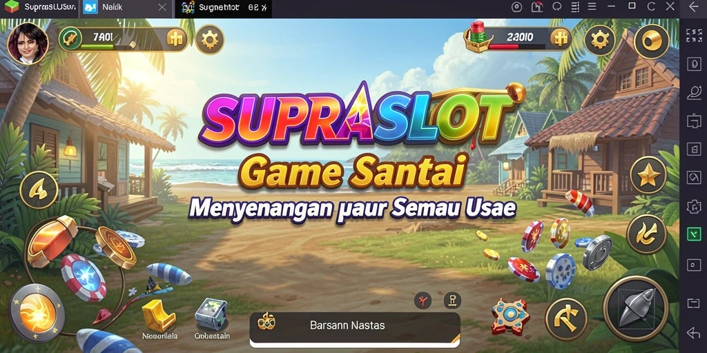 Gameplay seru SUPRASLOT dengan grafis cerah dan menarik.