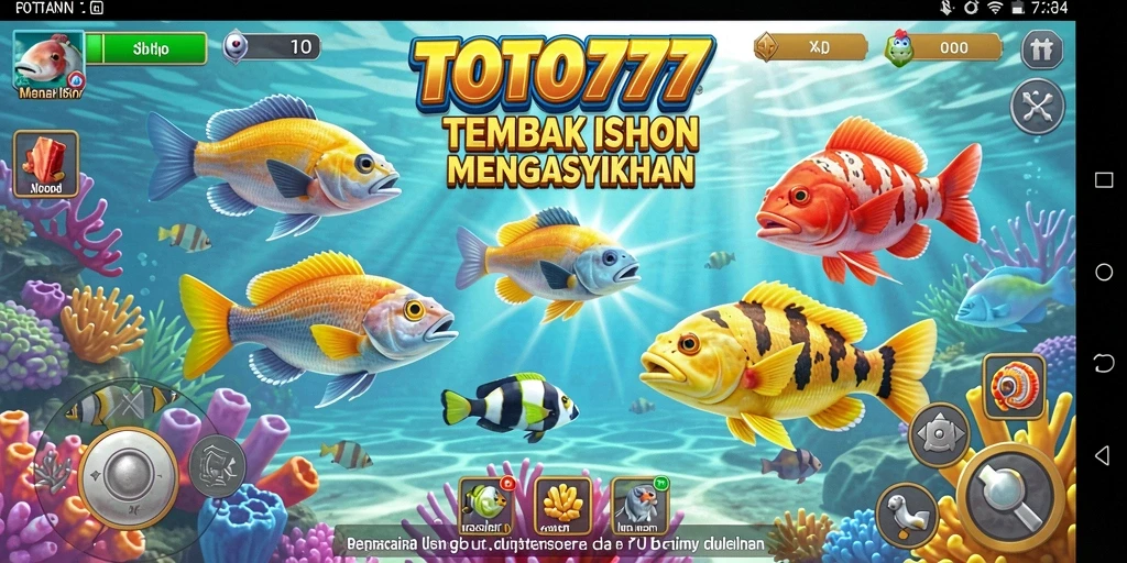 Tampilan gameplay TOTO777 dengan aksi menembak ikan yang seru.